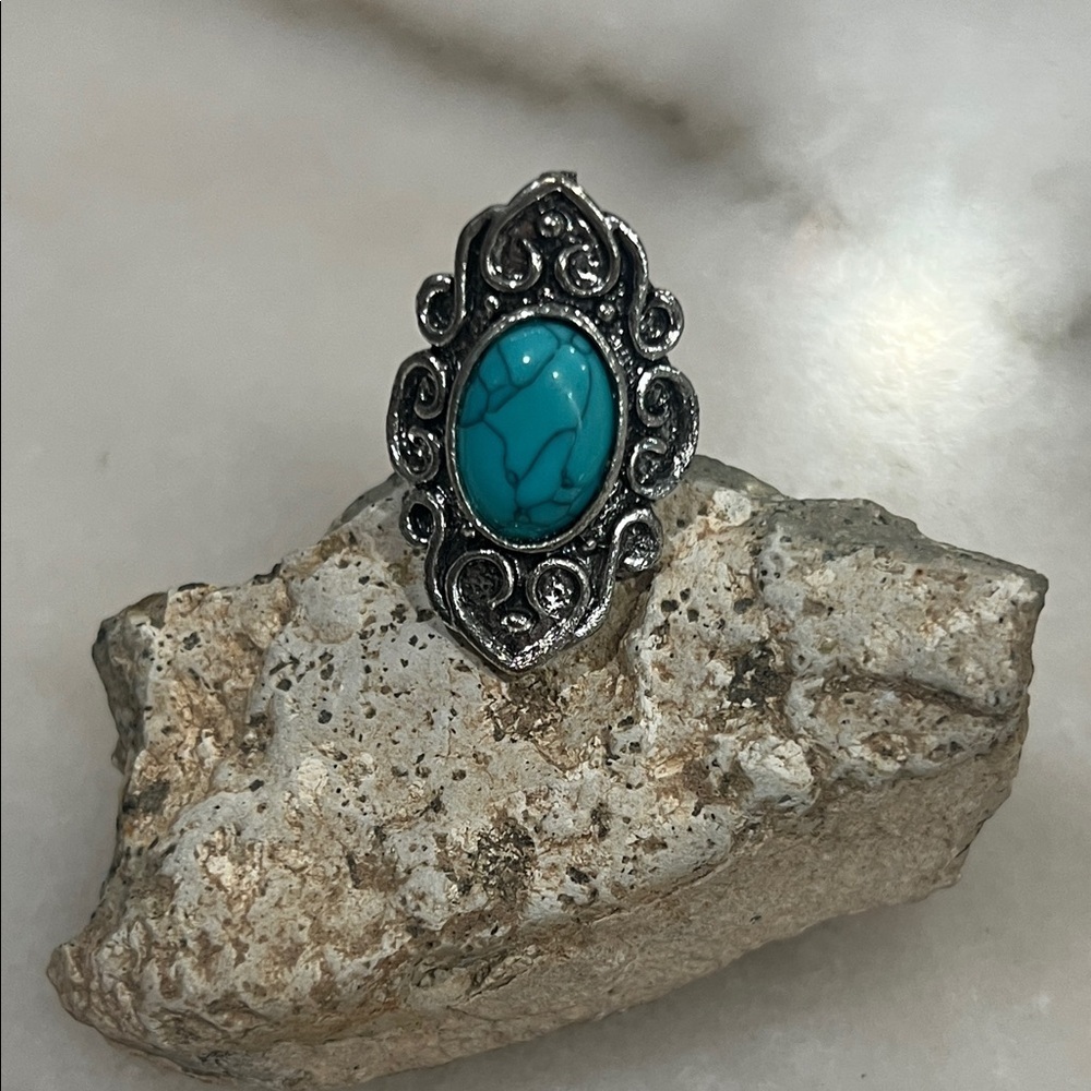 Silver and Turquoise Statement Ring